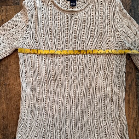 Vintage Lands End Linen/ Cotton Tan Cable Knit Crewneck Pullover Sweater - Picture 6 of 8